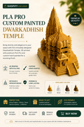 PLA Pro Custom Painted Dwarkadhish Temple | Premium 3D Printed Hindu Temple Decor