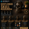 3D Printed Gentleman Skull Headphone Stand | Gothic Desk Organizer | Premium Headset Holder
