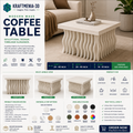 Modern Wave Coffee Table | 3D Printed Sculptural Center Table | Contemporary Living Room Furniture